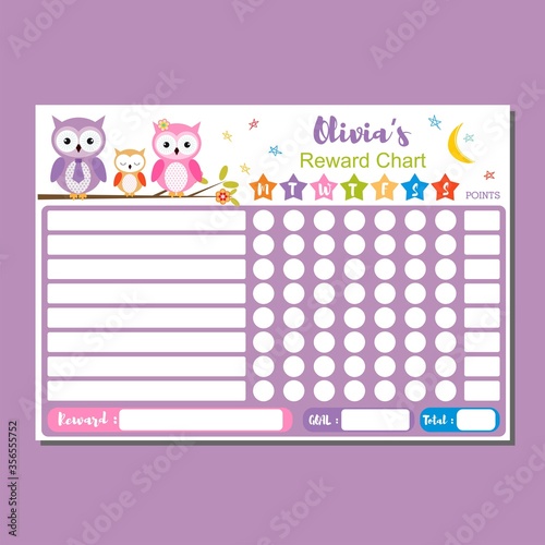 Cute owl chore chart for kids