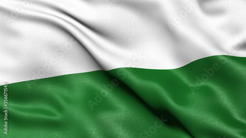 Flag of Saxony waving in the wind. 3D illustration.