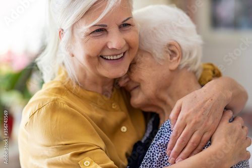 Woman spending time with her elderly mother