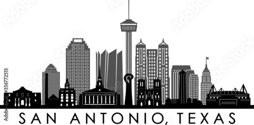 SAN ANTONIO City Texas Skyline Silhouette Cityscape Vector