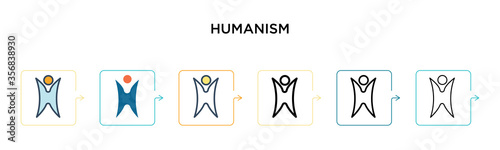 Humanism vector icon in 6 different modern styles. Black, two colored humanism icons designed in filled, outline, line and stroke style. Vector illustration can be used for web, mobile, ui