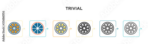 Trivial vector icon in 6 different modern styles. Black, two colored trivial icons designed in filled, outline, line and stroke style. Vector illustration can be used for web, mobile, ui