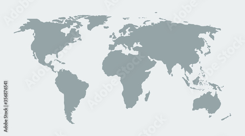 World map. Grey earth on globe. Global background with europe, asia, africa, america, australia. Atlas with continents for political, travel, business goals. Country in map. Art icon. Vector.