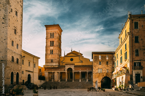 Terracina, Italy. Famous Landmark Terracina Cathedral dedicated to Saint Caesarius of Terracina and formerly to Saint Peter