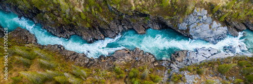 Aerial Vertical View Over The Surface Of A Mountain River Glomaga, Marmorslottet , Mo i Rana