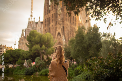 sagrada familia barcelona spain, girl 