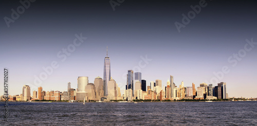 panoramic skyline of New York City taken from Jersey City 