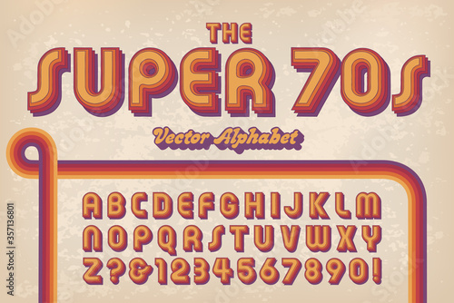 A 1970s Styled Retro Alphabet Against A Grunge Background