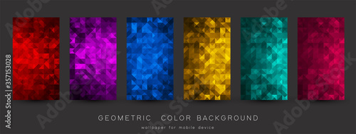 Abstract colorful background with triangles. Shiny geometric mosaic