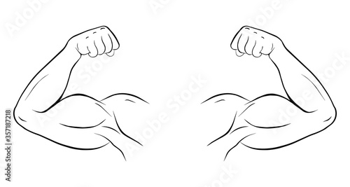 Biceps of a sports person vector fit. Body muscle flexing or strong biceps logo. Vector illustration