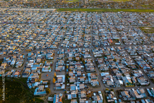 Aerial view of a township near Cape Town, South Africa