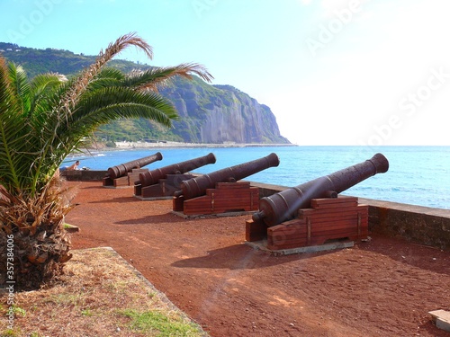 France, Reunion Island, Indian Ocean, city of Saint Denis, cannons on the Barachois