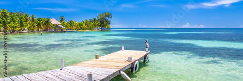 Belize, a tropical paradise in Central America. Web banner panoramic view.