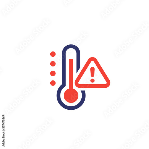 high temperature warning icon on white