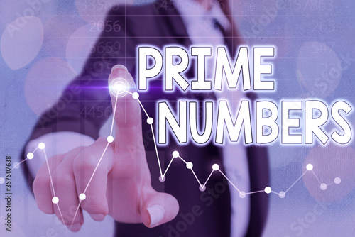 Conceptual hand writing showing Prime Numbers. Concept meaning a positive integer containing factors of one and itself