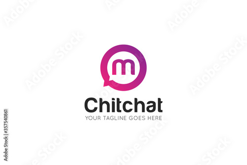 Initial letter m chat, message logo and icon vector illustration