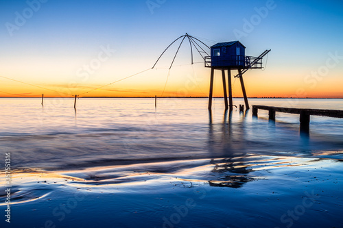 Fishery on stilts of the Coast of Jade in Tharon-Plage