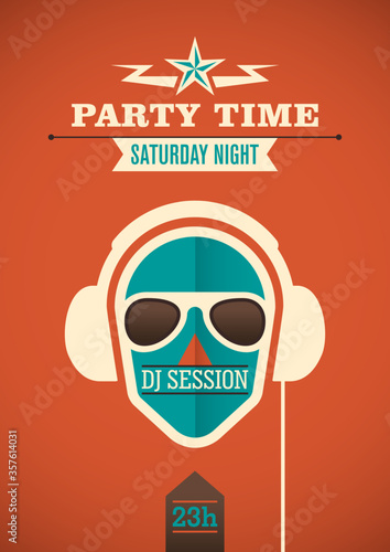 Modern party time poster. Vector illustration.