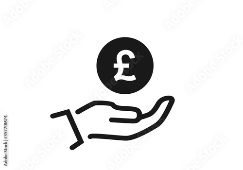 save money icon. british pound sterling coin on hand