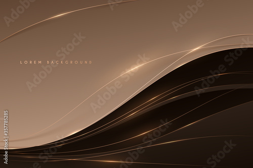 Abstract soft brown color background with gold lines