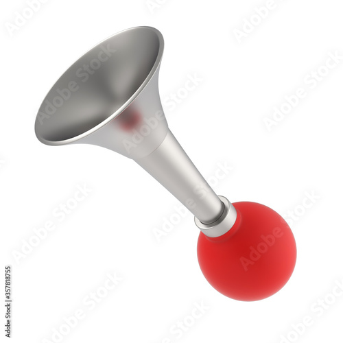 Red vintage klaxon or horn isolated on white. 3d render illustration