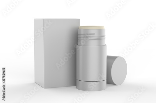 Blank deodorant stick for design presentation and mock up. 3d render illustration.