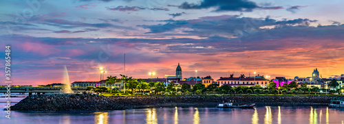 Casco Viejo, the historic district of Panama City at sunset