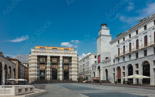 Brescia, Italy, Europe, August 2019, view of the buildings in the Piazza della Vittoria.