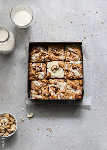 Vegan gluten free blondie with cashew 