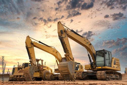 Excavator at construction site