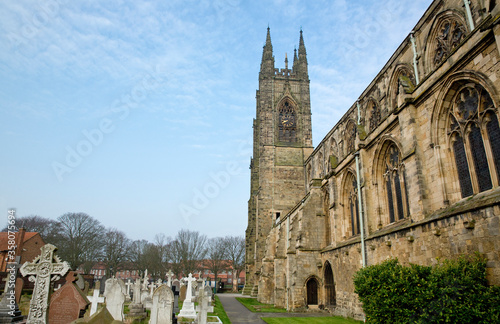 The south side and south tower of Bridlington Priory, Bridlington, East Riding, Yorkshire, UK - March 2014