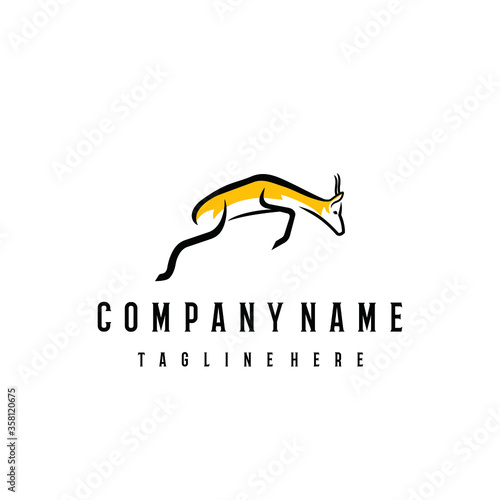 Springbok logo design template. Awesome a springbok logo. A springbok line art logotype.