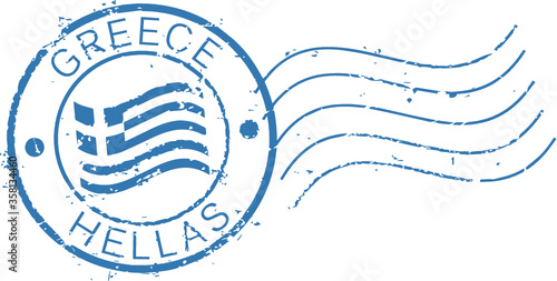 Postal grunge stamp 'Greece'.