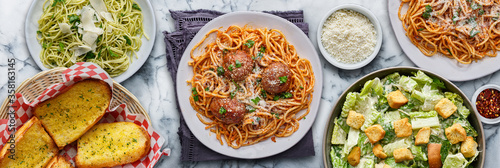 italian pasta with spaghetti and meatballs
