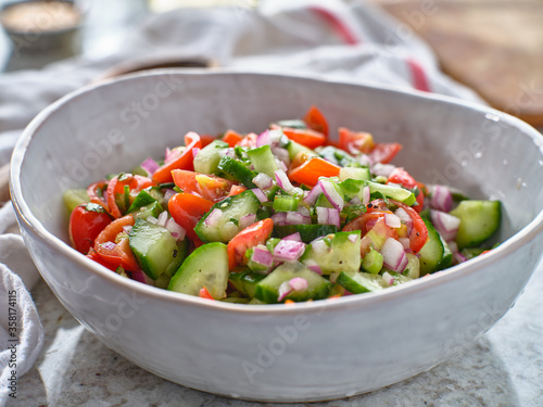 fresh israeli salad in bowl