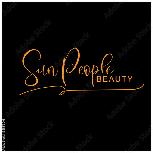 sun people beauty lettering vector with black background. 