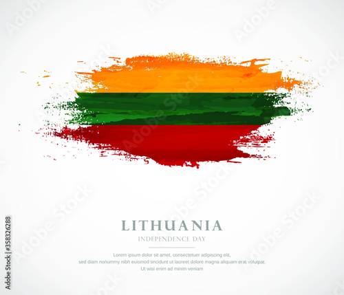 Abstract watercolor brush stroke flag for independence day of Lithuania
