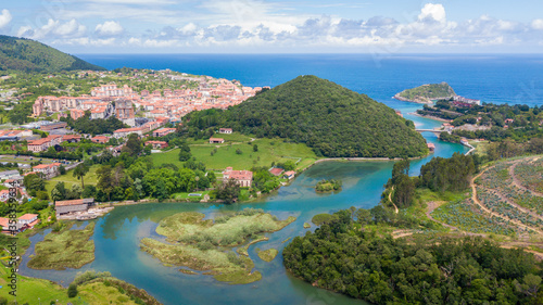 aerial view of lea estuary in basque country, Spain