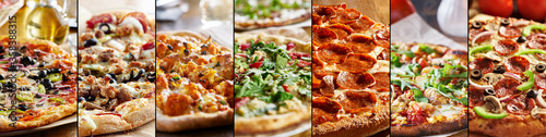 pizza food collage with different styles