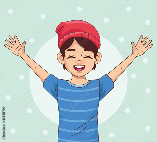 happy young boy avatar character
