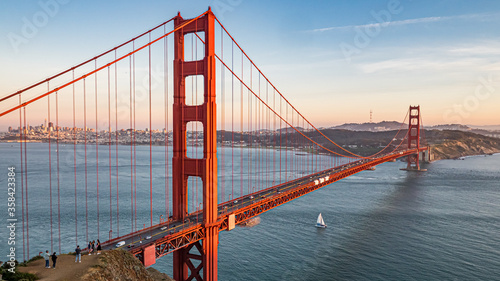 Golden Gate Bridge With Sail Boat