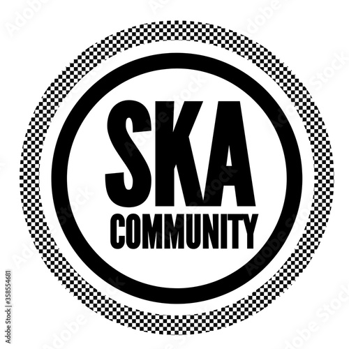 Ska community logo with check pattern circular outer border