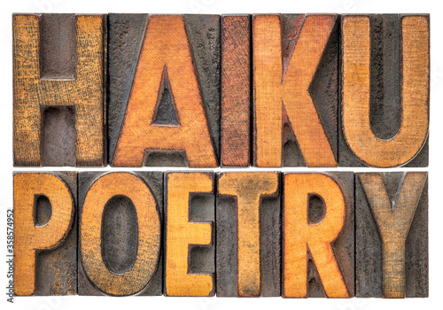 haiku poetry - a very short form of Japanese poetry - isolated word abstract in vintage letterpress printing blocks