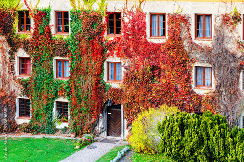 Pieskowa Skala palace and ornamental gardens. Landmark in Poland.