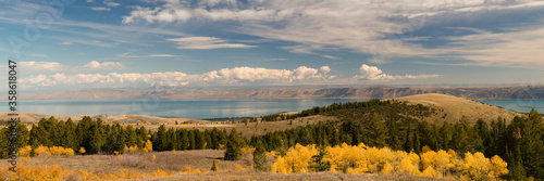 USA, Utah. View from HWY 89 near Garden City across Bear Lake