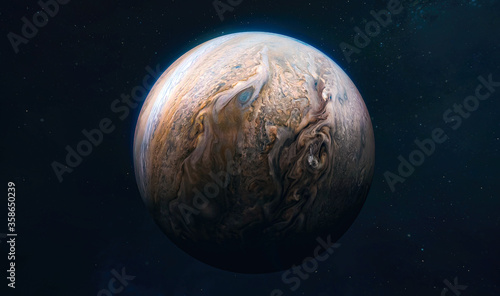 Jupiter planet view from space. Surface of planet. Solar system. Elements of this image furnished by NASA