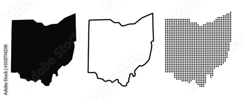 Ohio US state blank map vector solid black color and outline isolated on white background