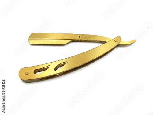 Straight Razor gold color on white background