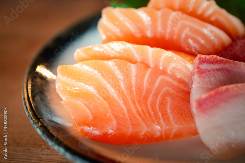 Fresh of salmon sashimi.