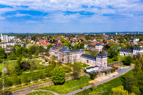 Aerial view, Philippsruhe Castle, Hanau, Hesse, Germany